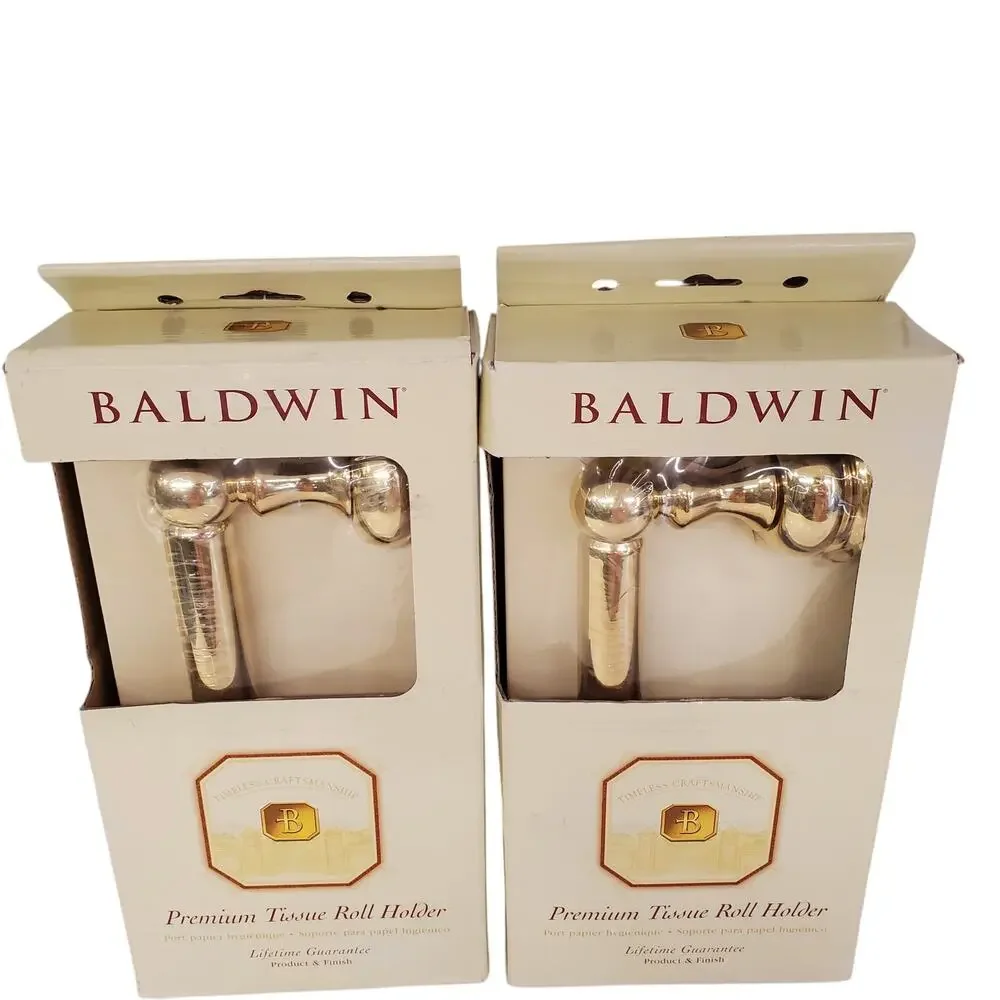 Baldwin Toilet Paper Roll Holder Solid Polished Brass NEW 2 Pack Laguna 3543-030